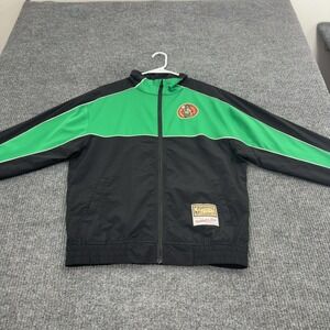 Boston‎ Celtics Mitchell & Ness Jacket Mens M Black Green Nylon Full Zip Sporty